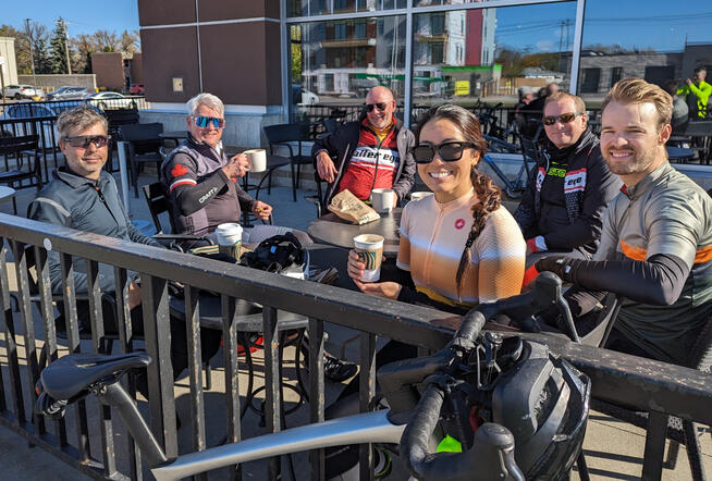 post-ride coffee on Oct 15 2023
