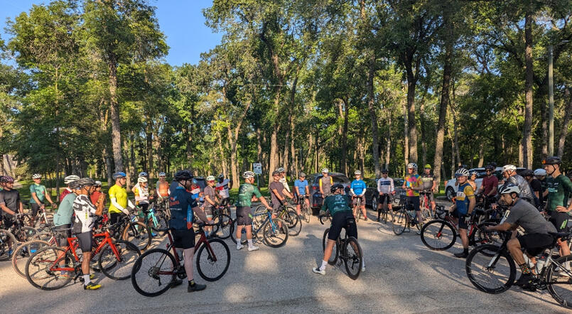 44 cyclists prepare to ride the RRCC Ahead by a Century ride on July 29 2024.