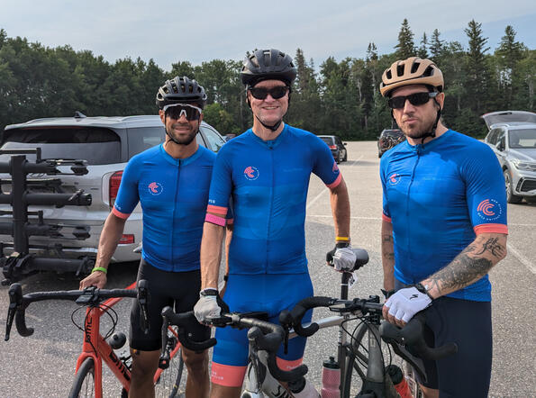 Three RRCC riders preparing to race at the 2024 MCA Provincial Road Championships race