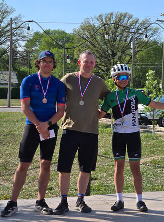Evan Biebrich came 3rd in Cat 5 at the 2026 Manitoba Provincial Criterium Championships at the 2026 Tour de Riding Mountain.